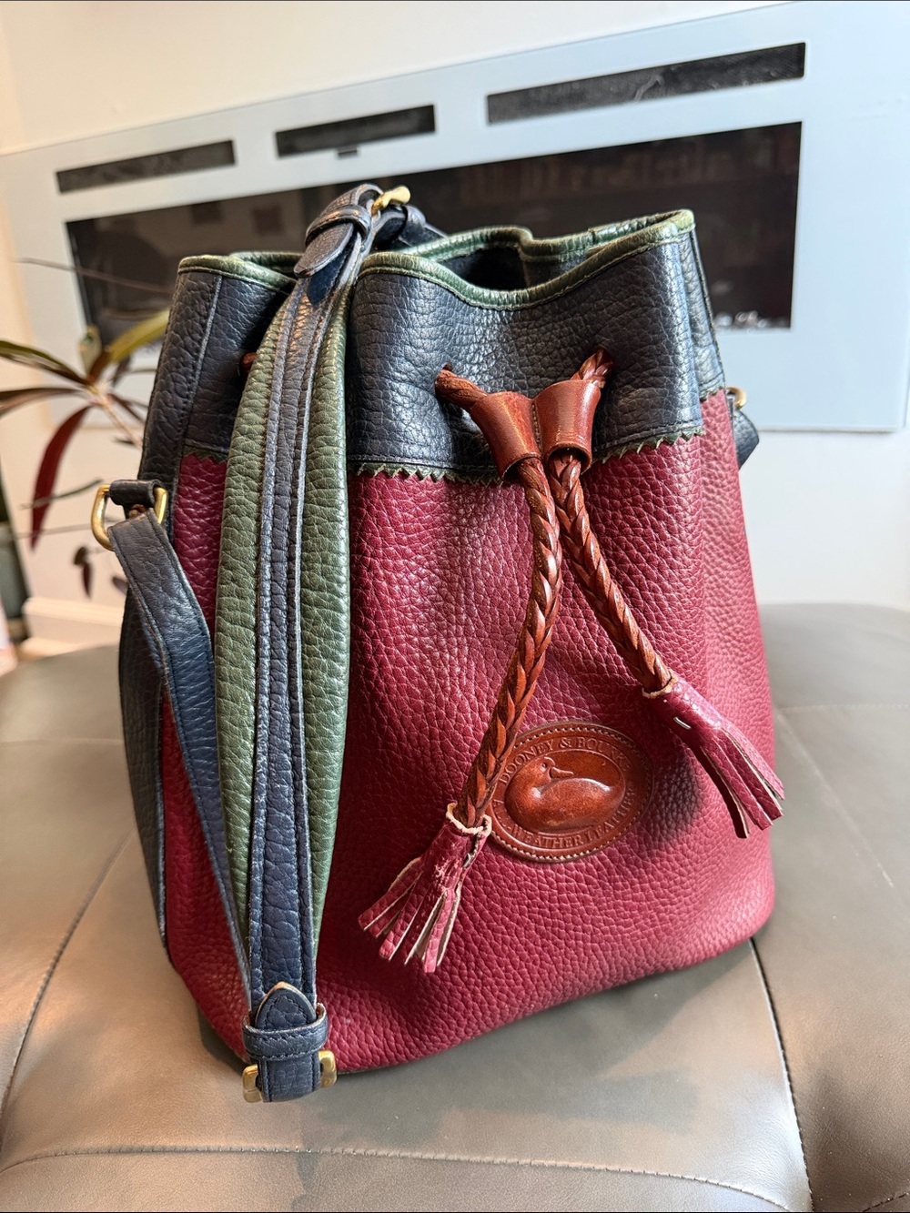 Vintage Dooney & Bourke Rainbow Teton Drawstring Bucket Bag